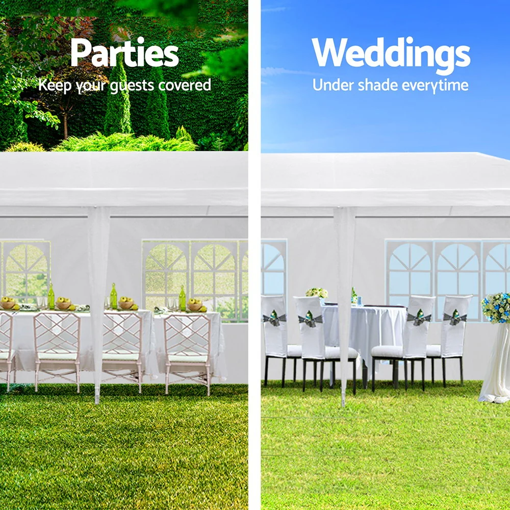 Instahut Gazebo 3x9m Marquee Wedding Party Tent Outdoor Camping Side Wall Canopy 8 Panel White - Image 3