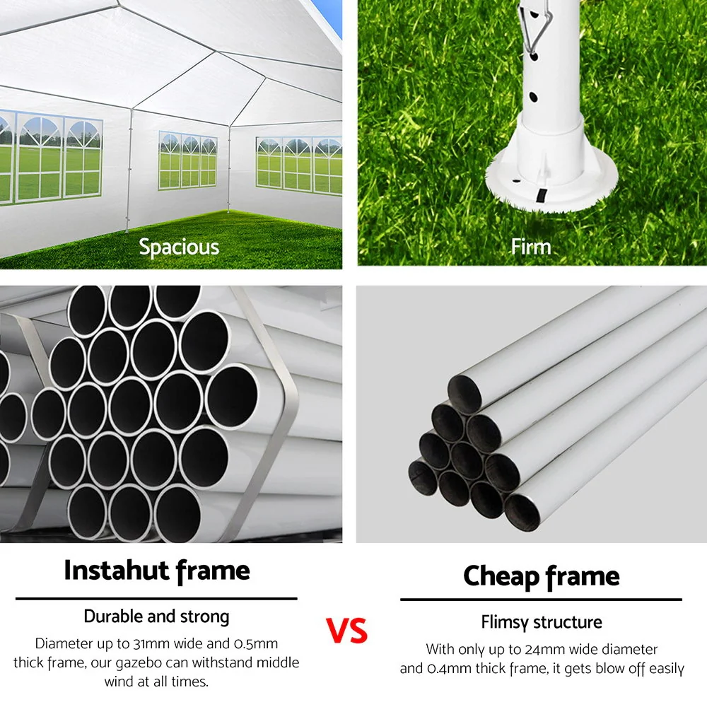 Instahut Gazebo 3x9m Marquee Wedding Party Tent Outdoor Camping Side Wall Canopy 8 Panel White - Image 5