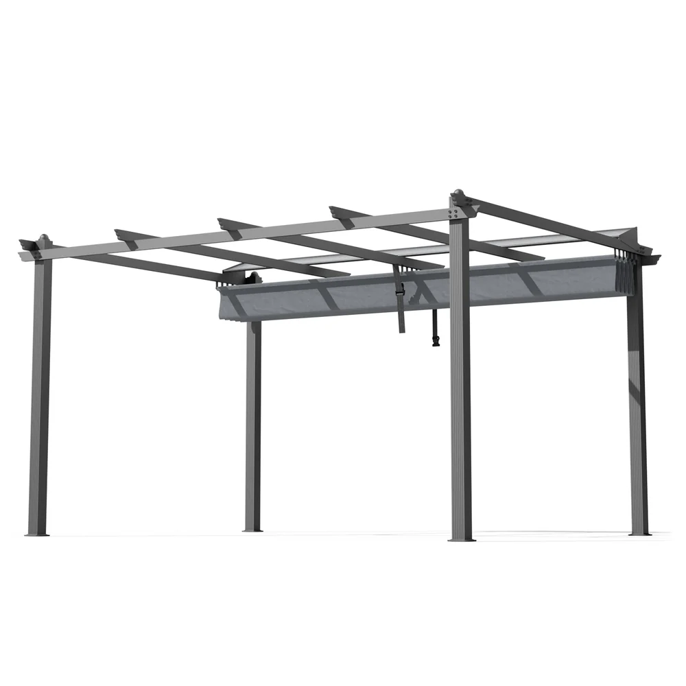 Instahut Gazebo Outdoor Garden Pergola Aluminium Frame Adjustable Canopy 3x4m Grey - Image 3