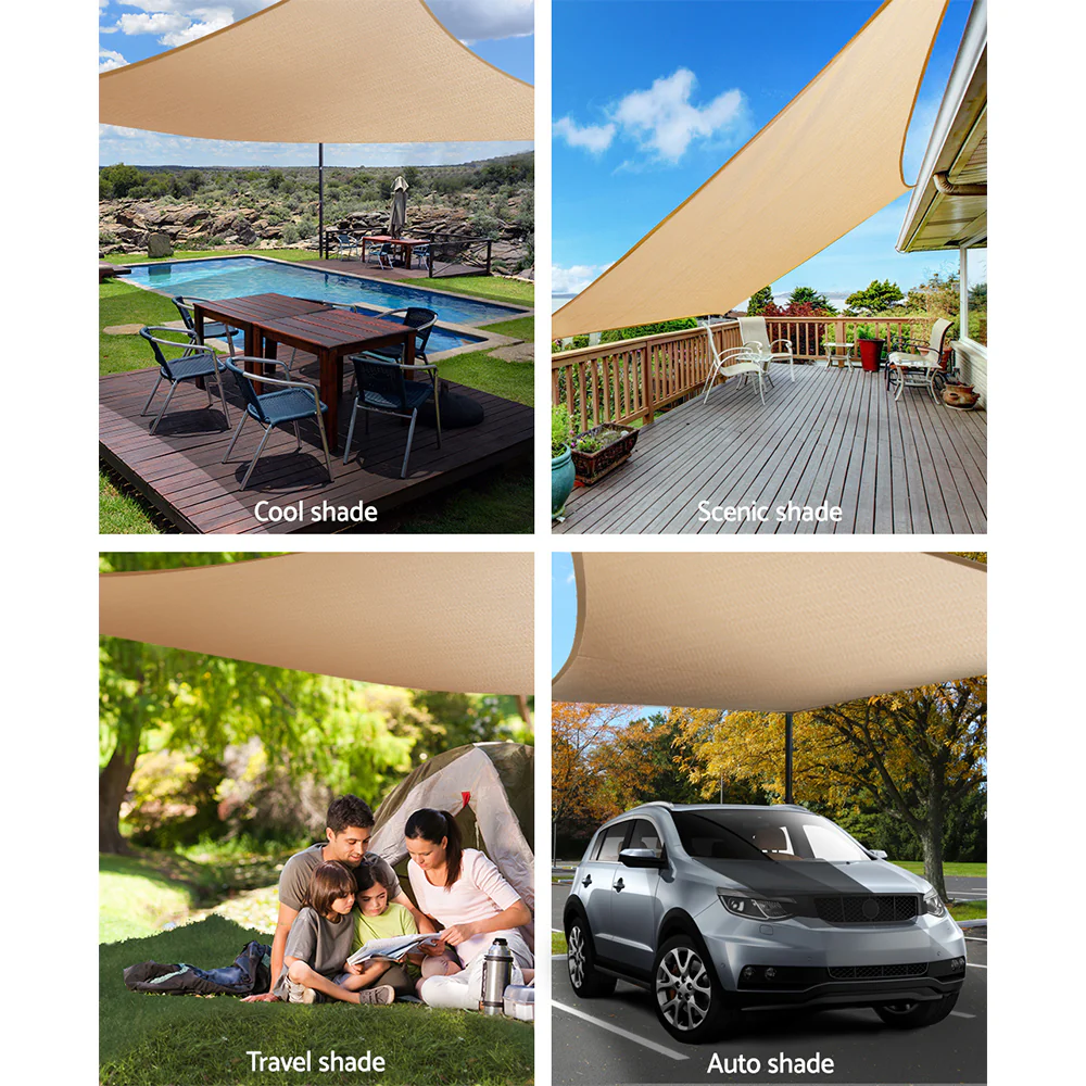 Instahut Shade Sail 3x4m Rectangle 280GSM 98% Sand Shade Cloth - Image 4