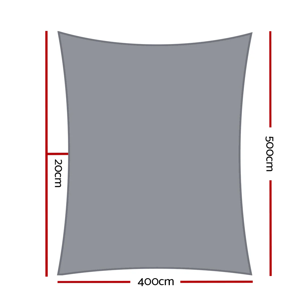 Instahut Shade Sail 4x5m Rectangle 280GSM 98% Grey Shade Cloth - Image 2