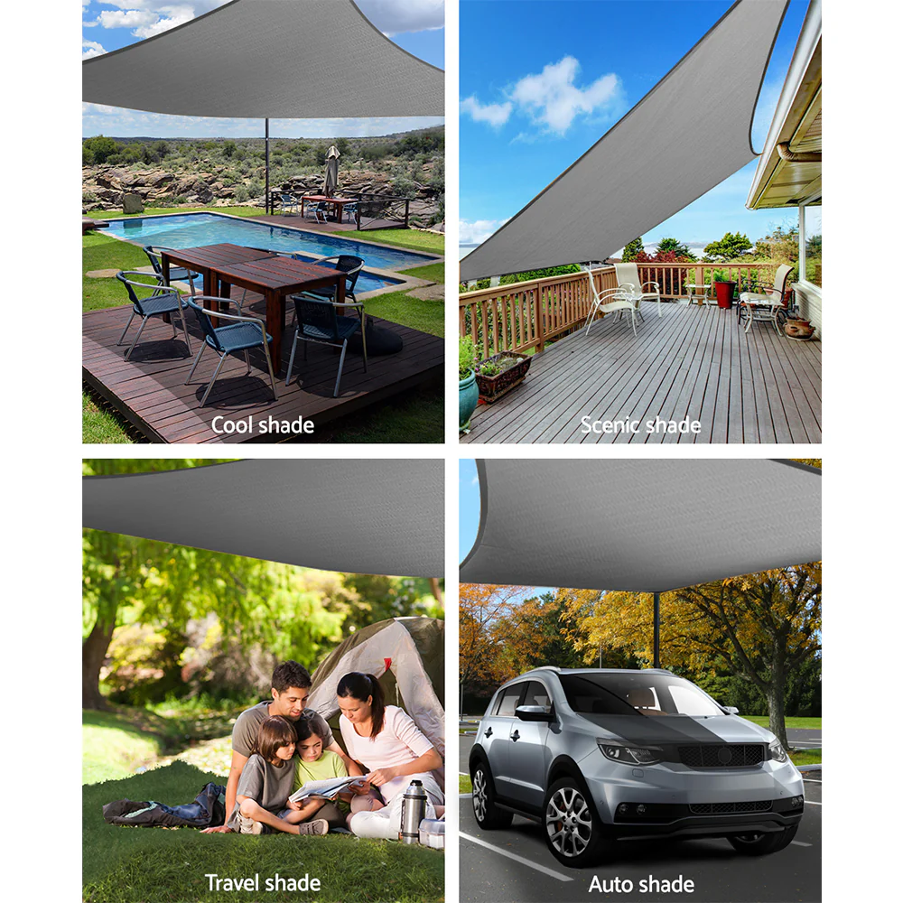 Instahut Shade Sail 5x6m Rectangle 280GSM 98% Grey Shade Cloth - Image 4
