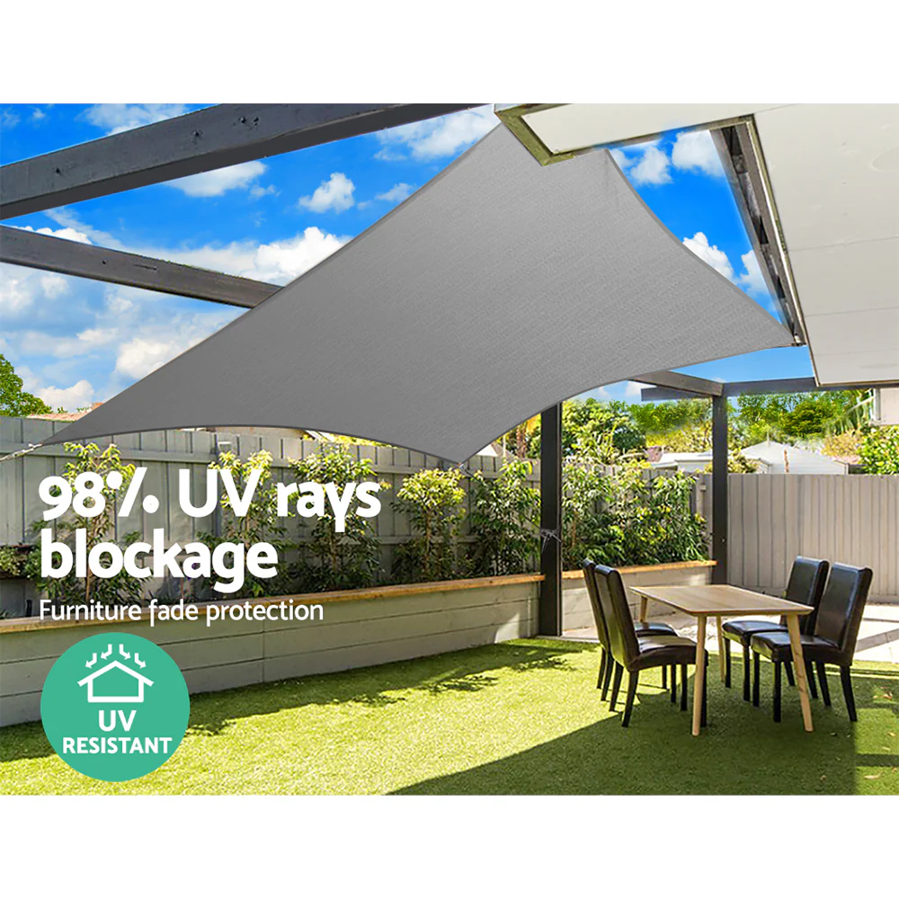 Instahut Shade Sail 5x6m Rectangle 280GSM 98% Grey Shade Cloth - Image 6
