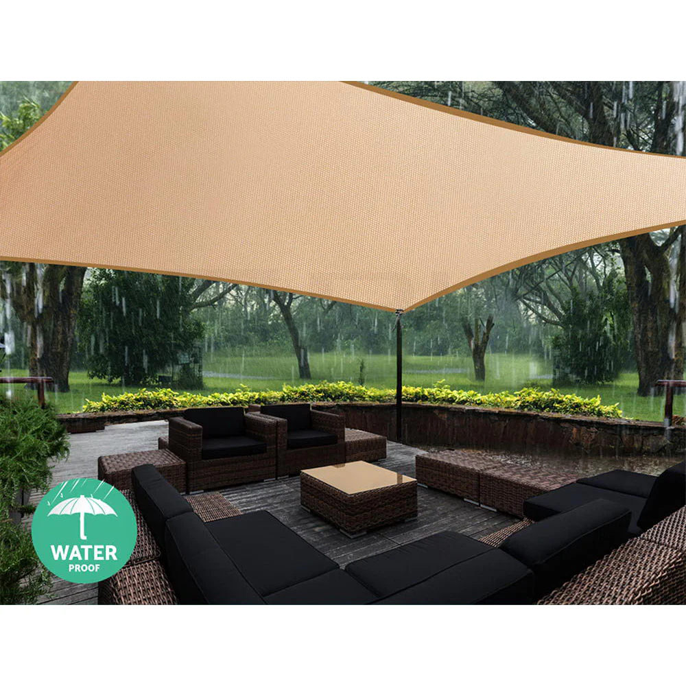 Instahut Waterproof Shade Sail 4x6m Rectangle Sand 95% Shade Cloth - Image 5