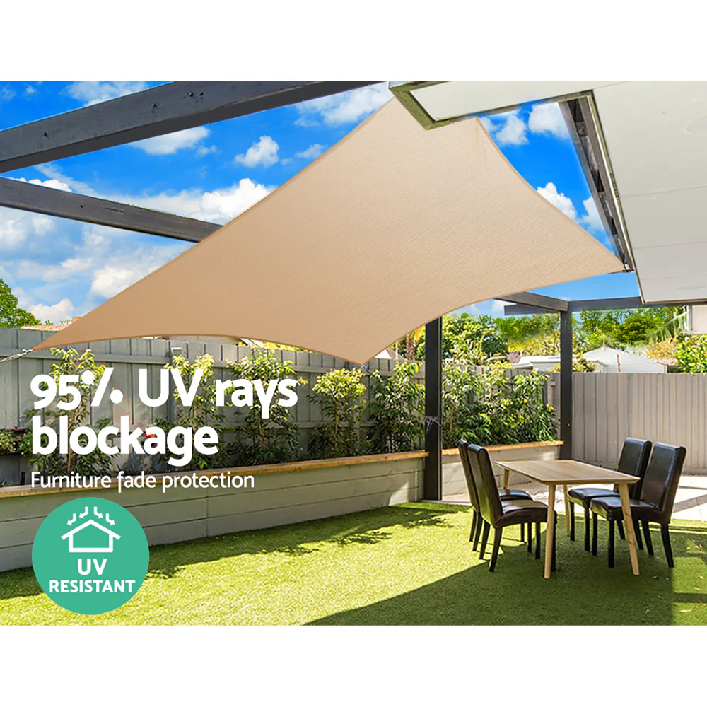 Instahut Waterproof Shade Sail 4x6m Rectangle Sand 95% Shade Cloth - Image 6