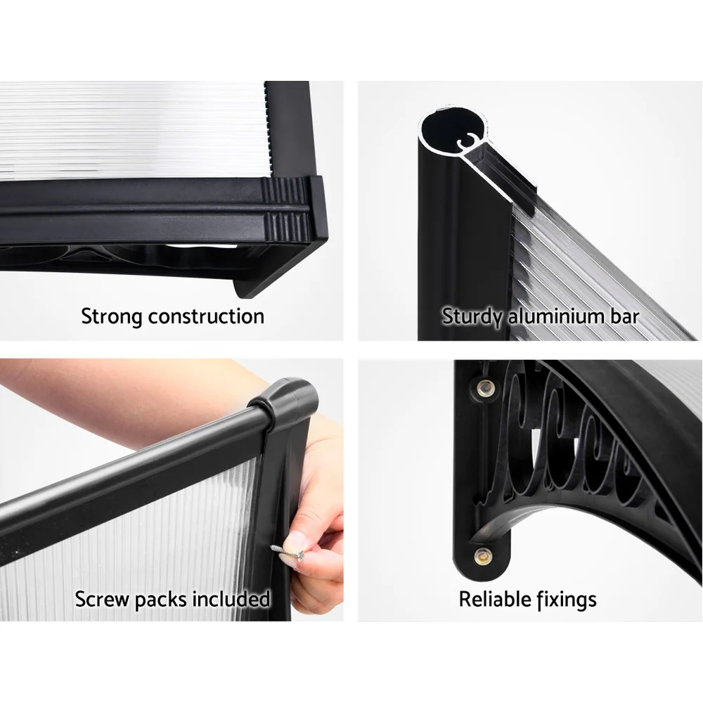 Instahut Window Door Awning 1mx1.5m Transparent - Image 6