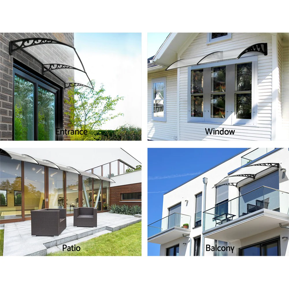 Instahut Window Door Awning 1mx2.4m Transparent - Image 3