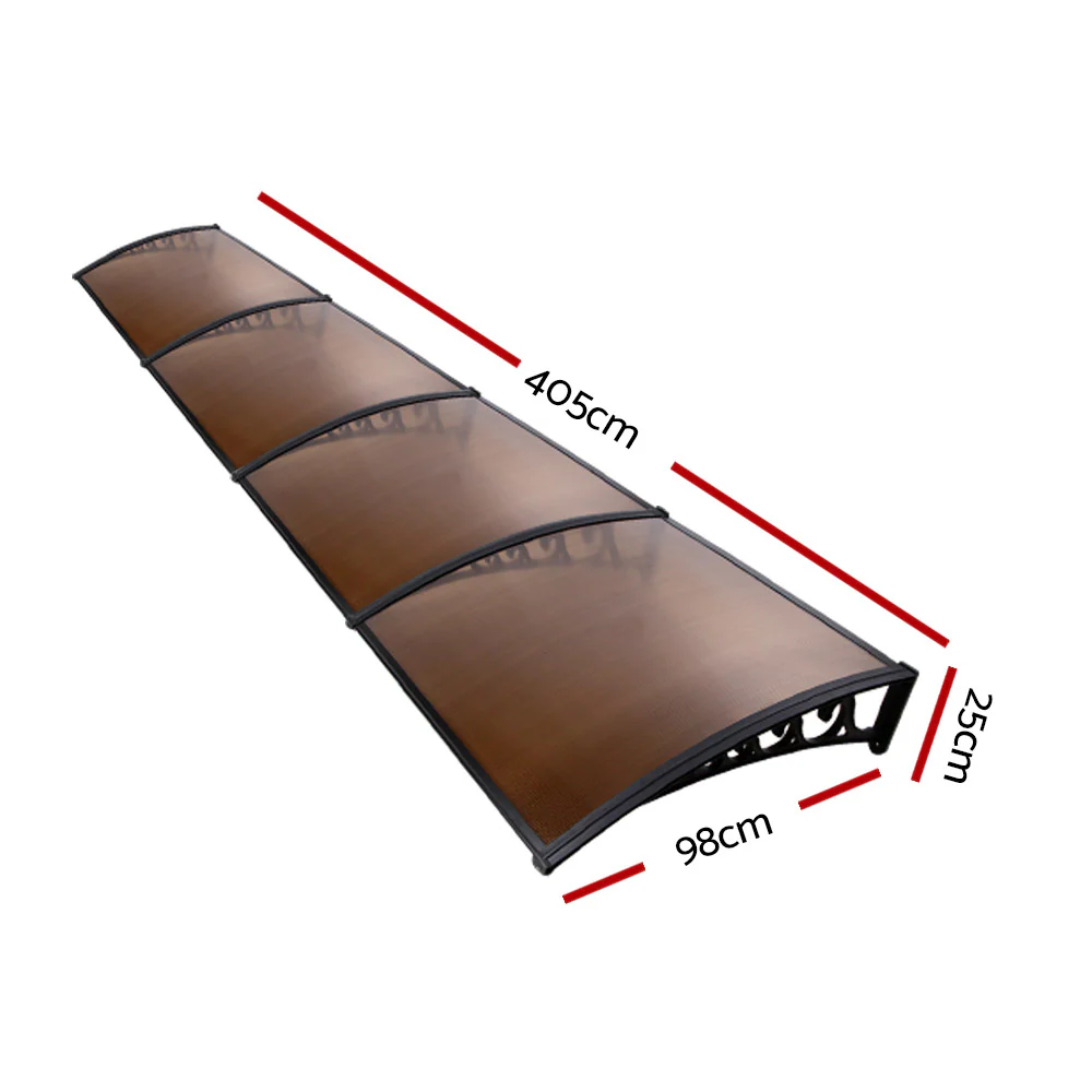 Instahut Window Door Awning 1mx4m Brown - Image 2