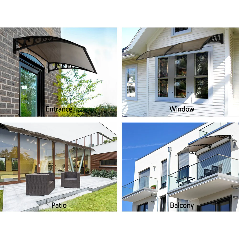 Instahut Window Door Awning 1mx4m Brown - Image 3