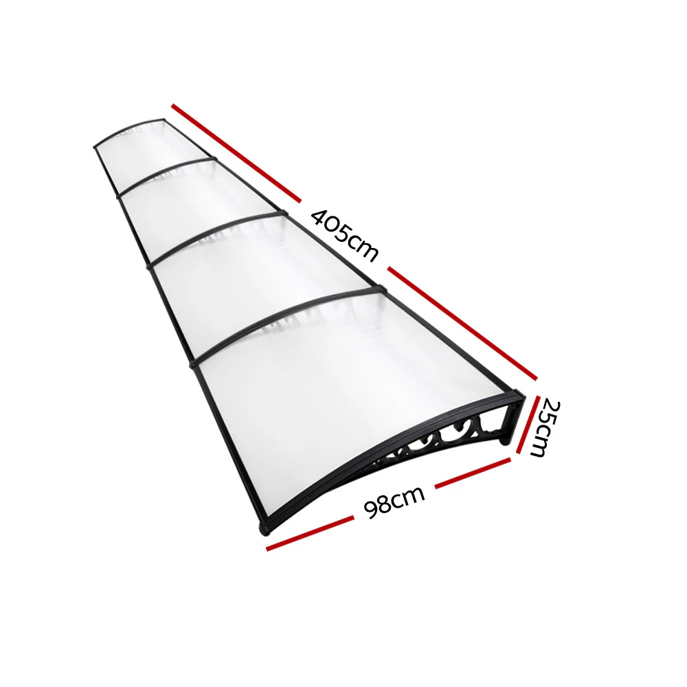 Instahut Window Door Awning 1mx4m Transparent - Image 2