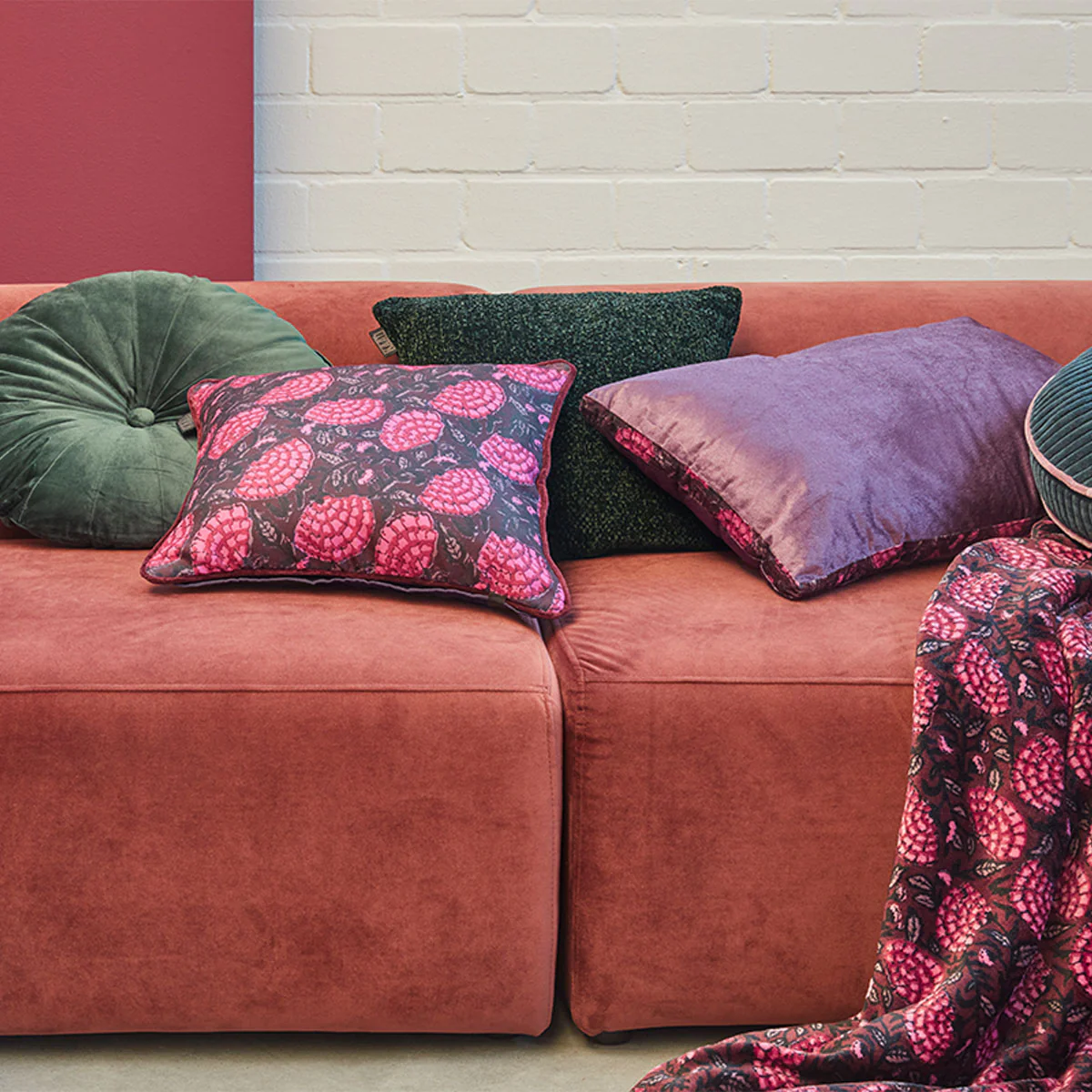 KAAT Amsterdam Ayda Pink Floral Square Filled Cushion 45cm x 45cm - Image 5