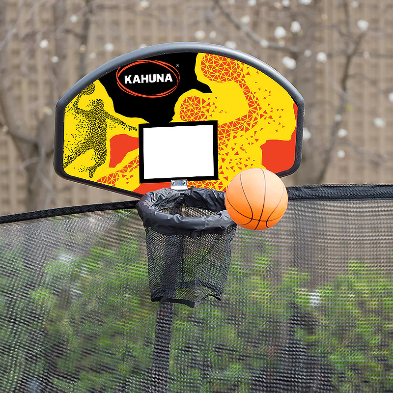 Kahuna 12ft Outdoor Trampoline Kids Children With Safety Enclosure Pad Mat Ladder Basketball Hoop Set - Rainbow - Image 3