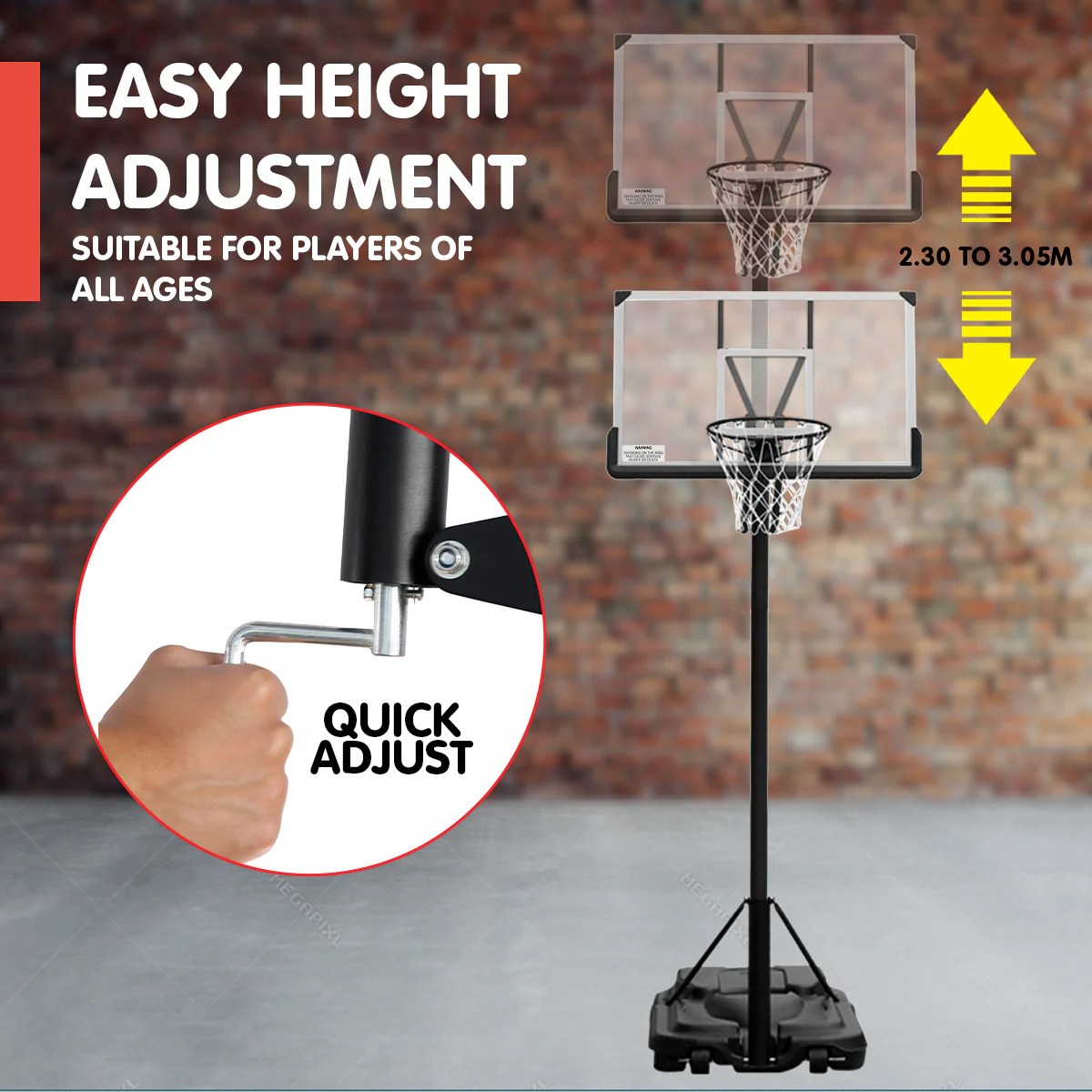 Kahuna Height-Adjustable Basketball Portable Hoop for Kids and Adults - Image 7