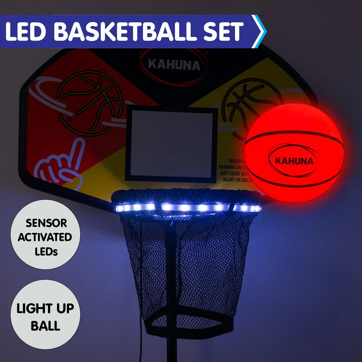 Kahuna Trampoline Led Basketball Hoop Set With Light-up Ball - Image 2