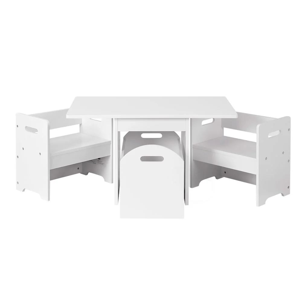 Keezi 3PCS Kids Table and Chairs Set Storage Toys Play Activity Desk - Image 8