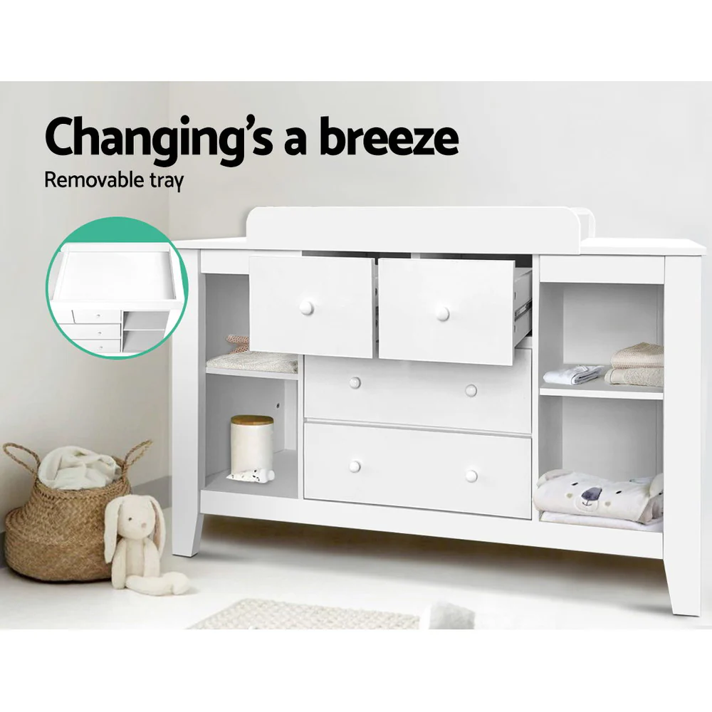 Keezi Baby Changing Table Diaper Station Drawers Chest Cabinet Nursery Furniture - Image 6