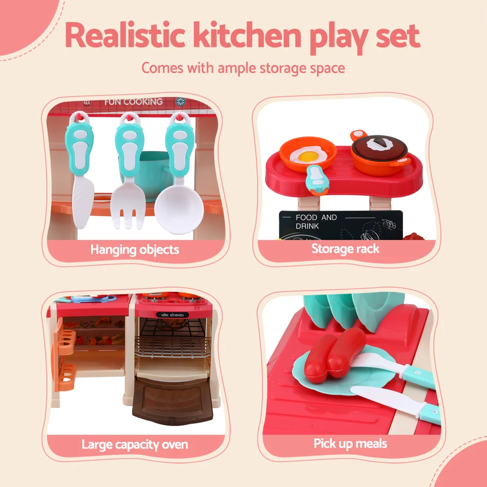 Keezi Kids Kitchen Pretend Play Set Cooking Sound Steam Light Function - Image 5