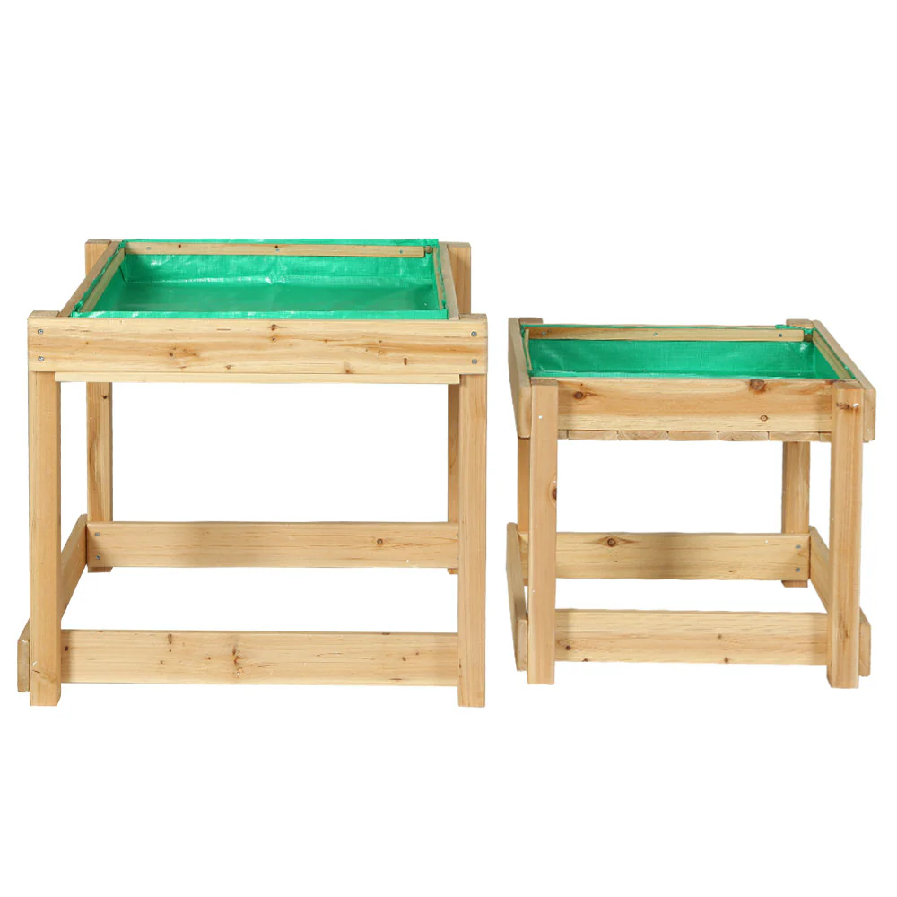 Keezi Kids Sandpit Wooden Sandbox Sand Pit Water Table Outdoor Toys 101cm - Image 3