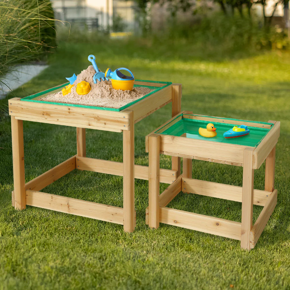 Keezi Kids Sandpit Wooden Sandbox Sand Pit Water Table Outdoor Toys 101cm - Image 8