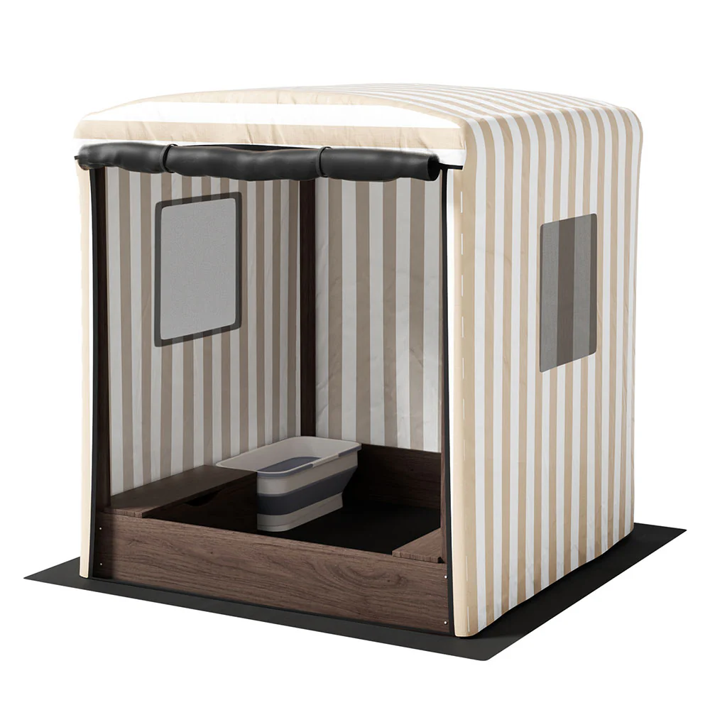 Keezi Kids Sandpit Wooden Sandbox Sand Pit with Canopy Window 120cm