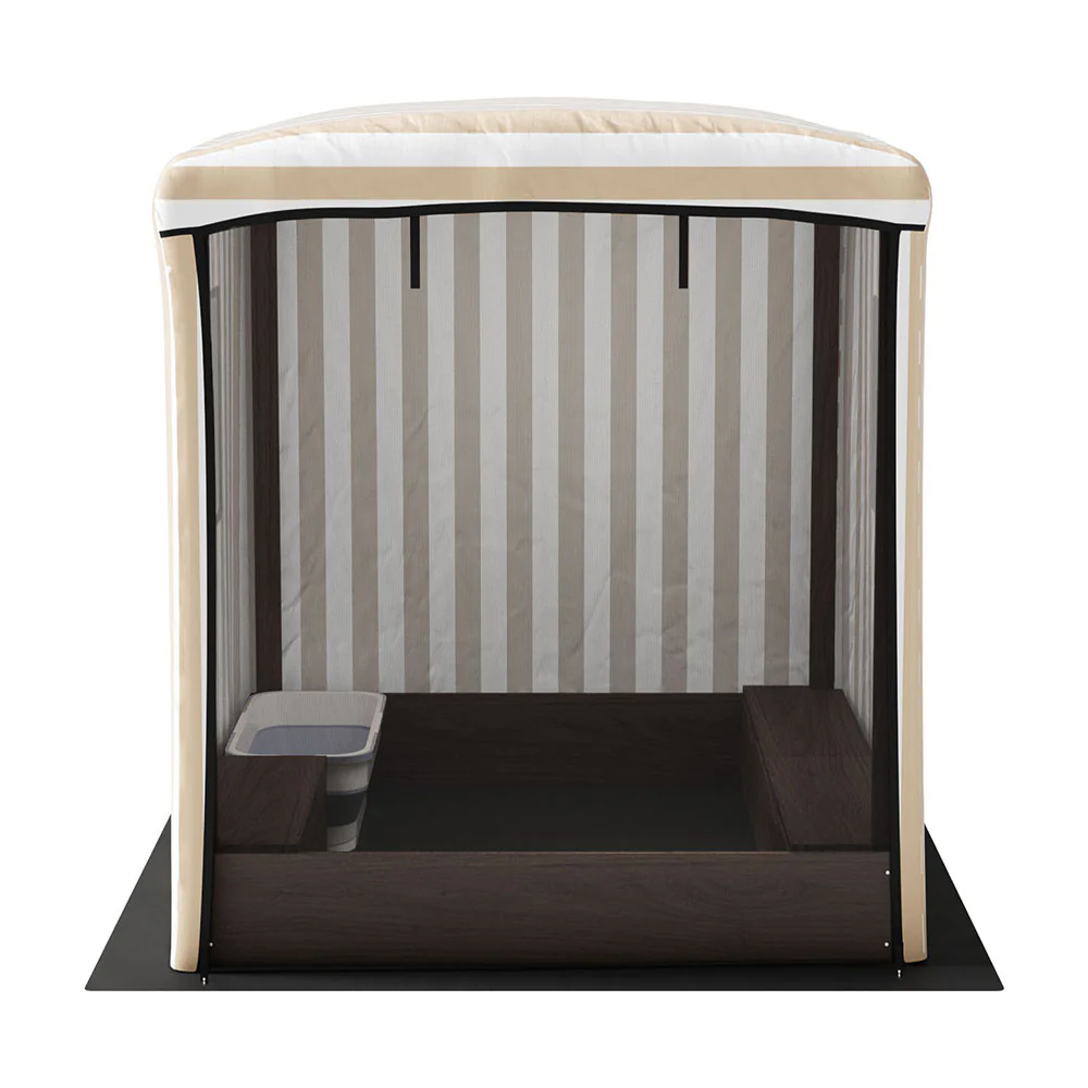 Keezi Kids Sandpit Wooden Sandbox Sand Pit with Canopy Window 120cm - Image 3