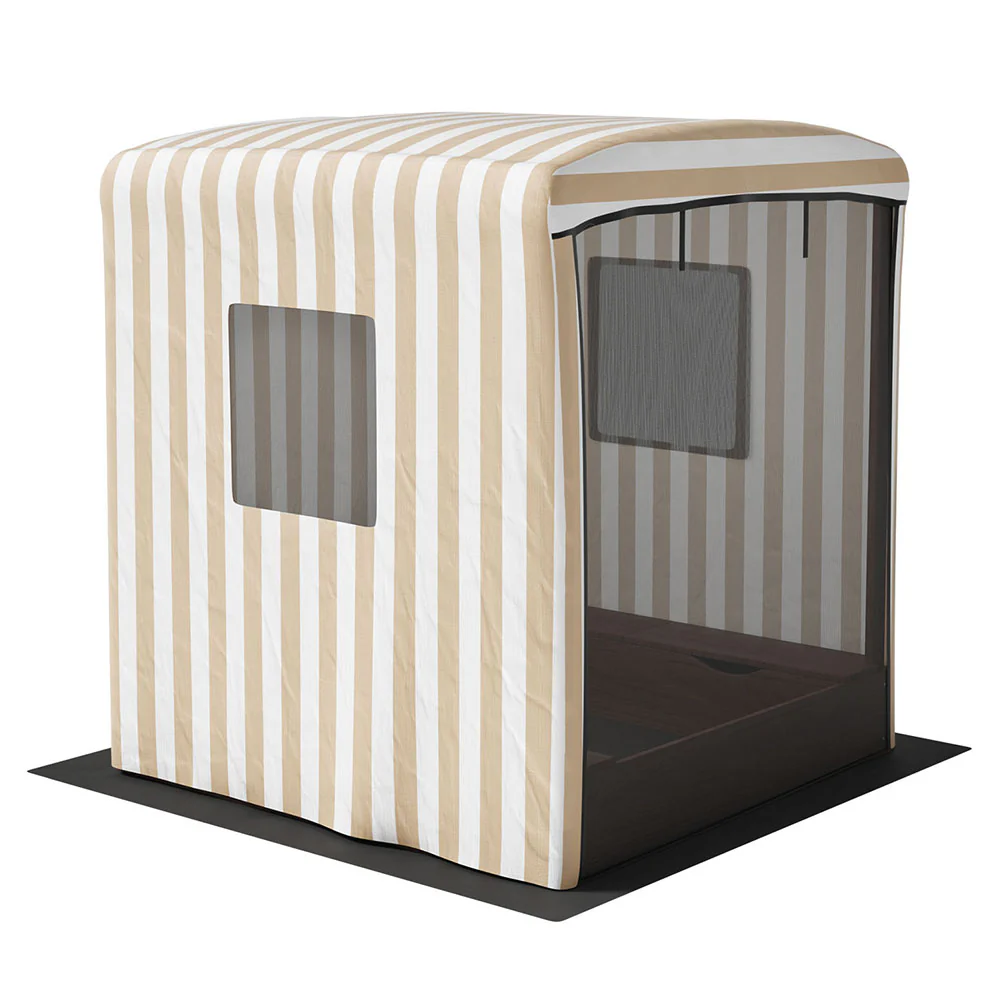Keezi Kids Sandpit Wooden Sandbox Sand Pit with Canopy Window 120cm - Image 4