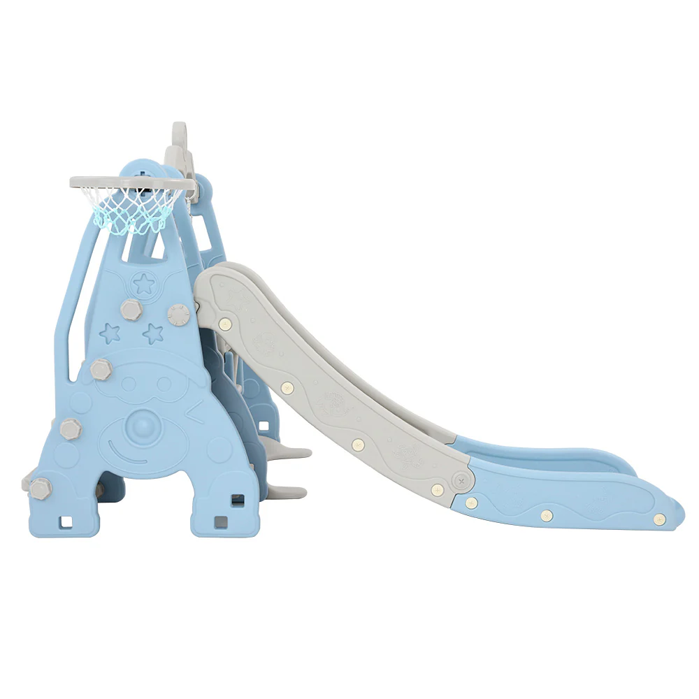 Keezi Kids Slide Swing Set Basketball Hoop Outdoor Playground Toys 170cm Blue - Image 4