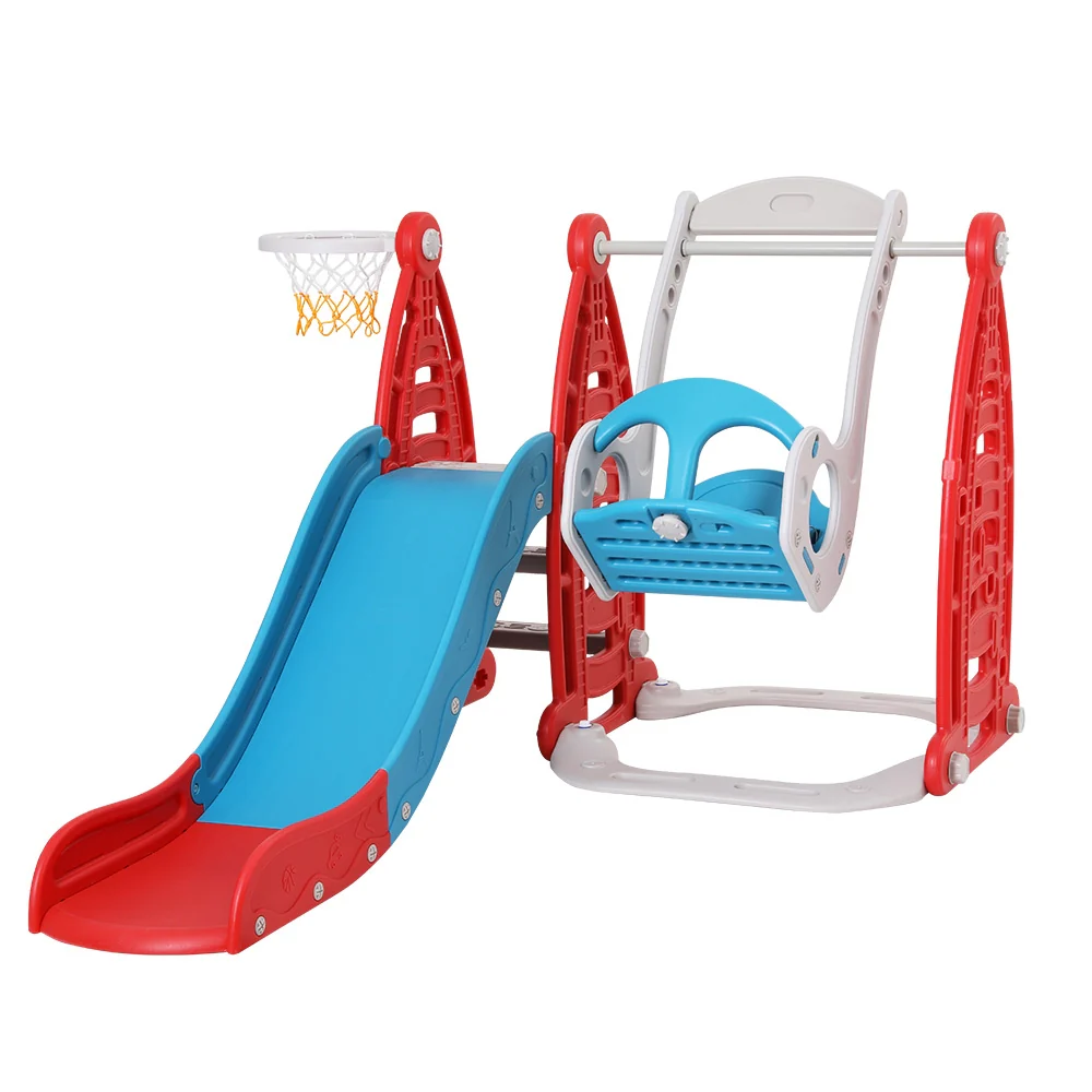 Keezi Kids Slide Swing Set Basketball Hoop Rings Football Outdoor Toys 140cm Red - Image 4