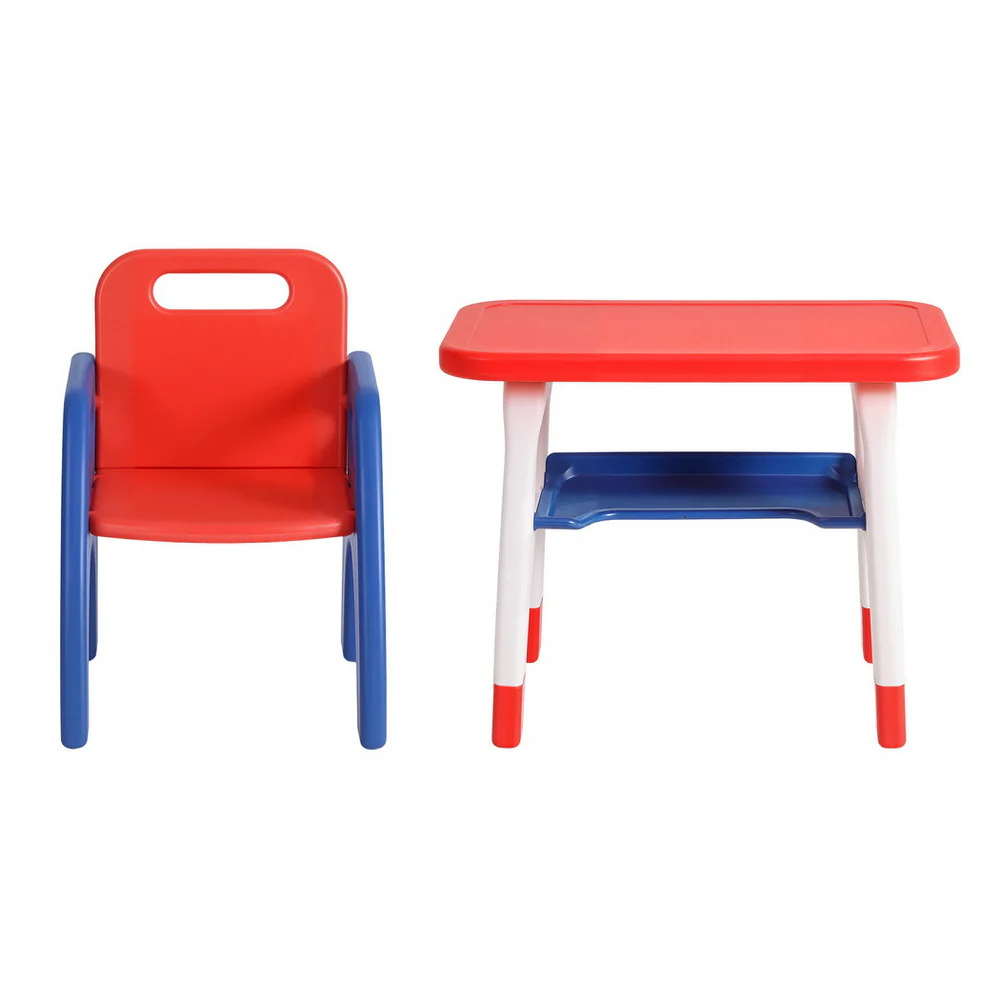 Keezi Kids Table and Chair Set HDPE Toddler Activity Play Set Orange/Yellow - Image 3