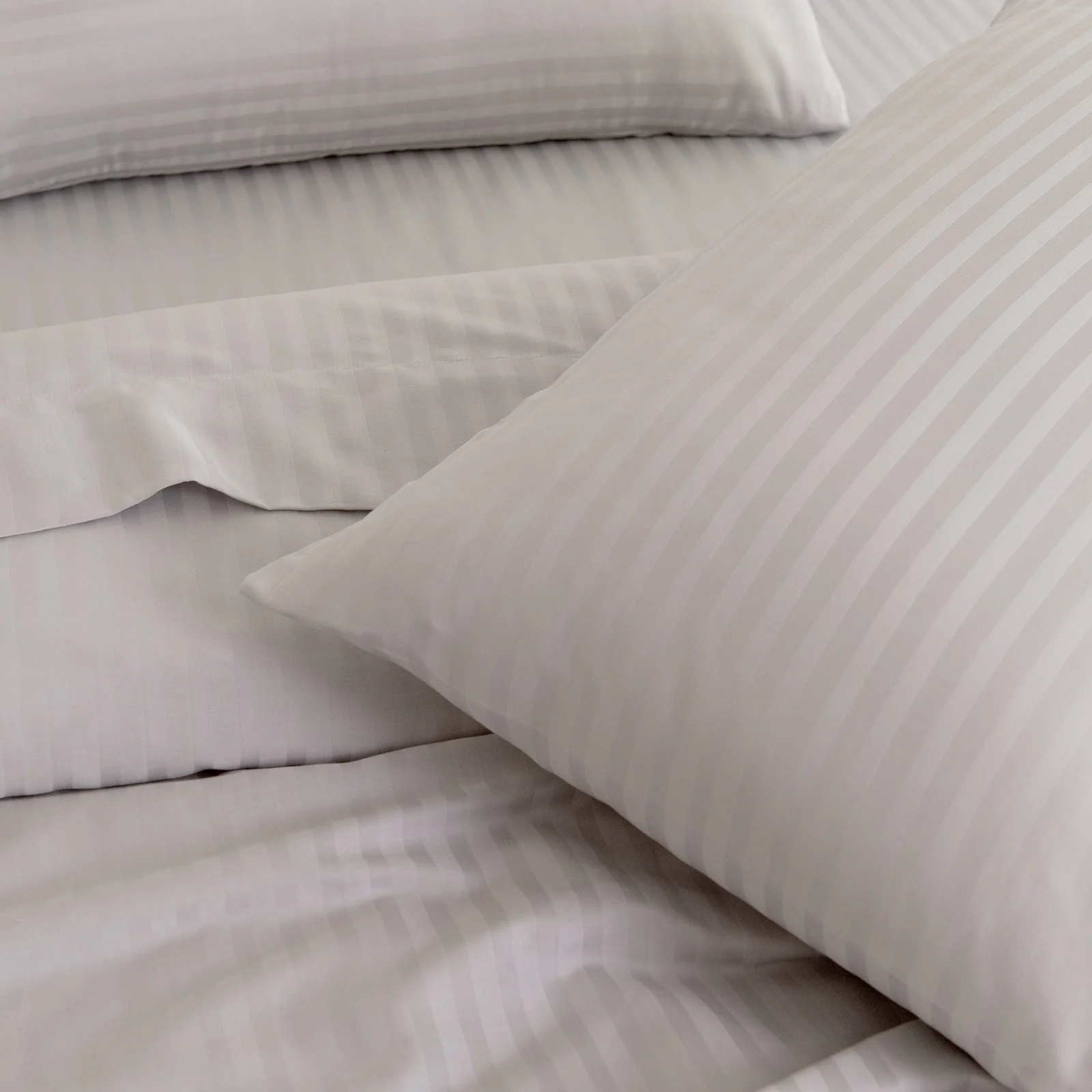 KENSINGTON 1200TC COTTON SHEET SET IN STRIPE- DOUBLE - SILVER (GREY) - Image 2