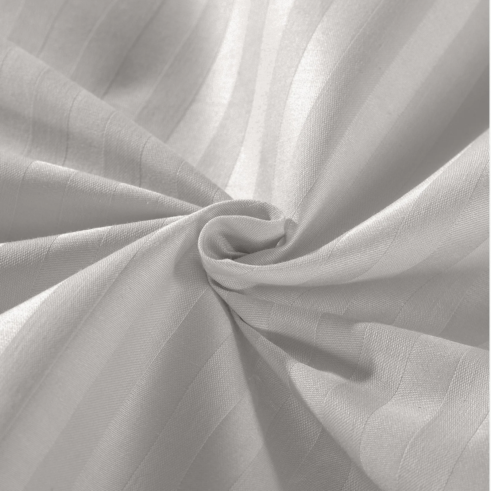 KENSINGTON 1200TC COTTON SHEET SET IN STRIPE- DOUBLE - SILVER (GREY) - Image 7