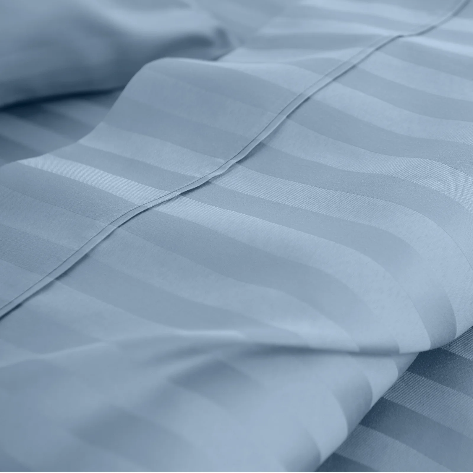 KENSINGTON 1200TC COTTON SHEET SET IN STRIPE-DOUBLE - CHAMBRAY(BLUE) - Image 2