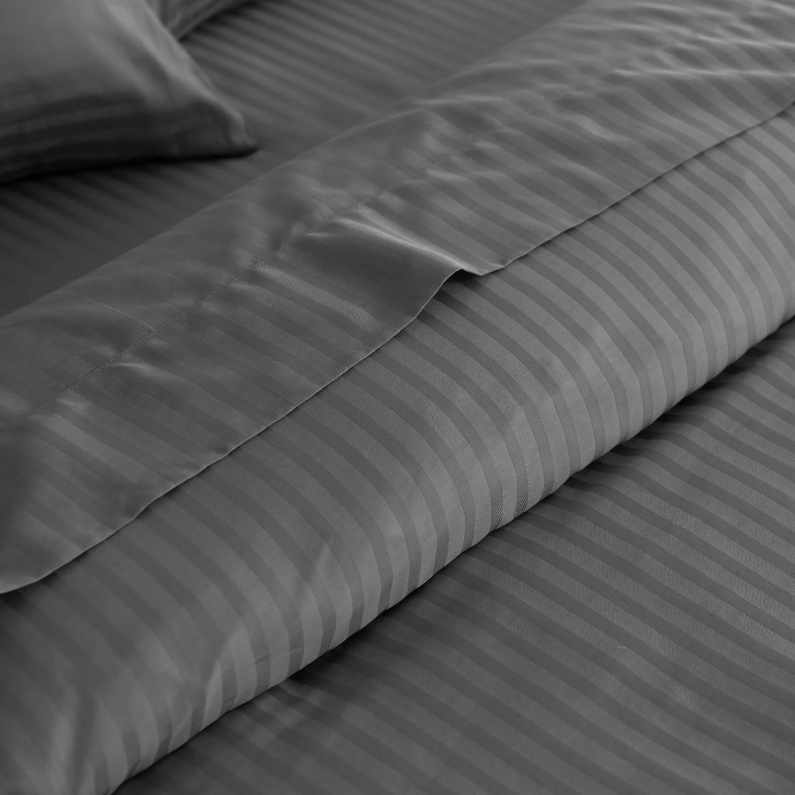 KENSINGTON 1200TC COTTON SHEET SET IN STRIPE-KING - CHARCOAL - Image 2