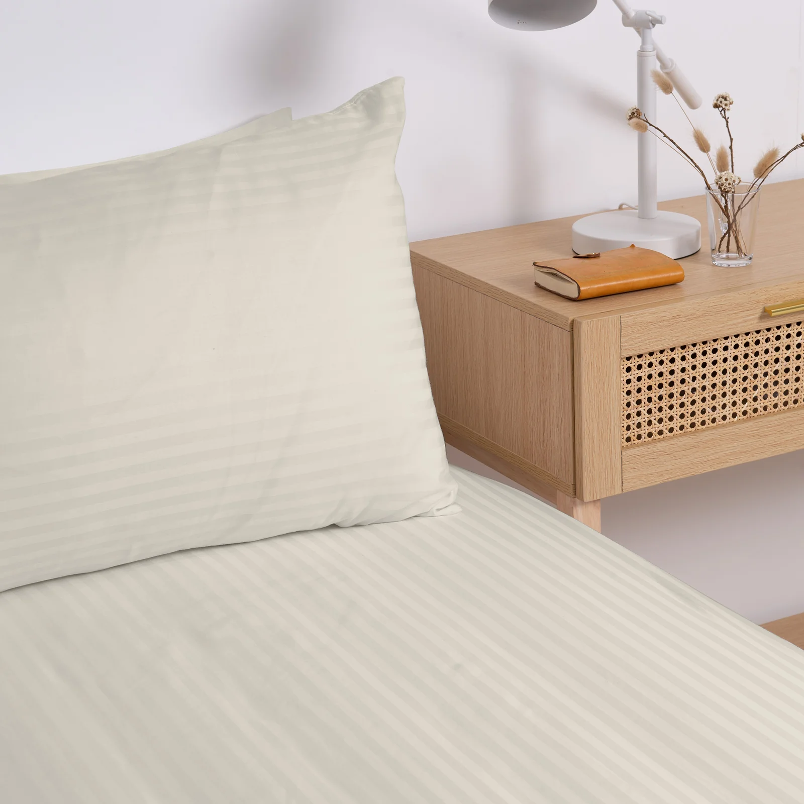 KENSINGTON 1200TC COTTON SHEET SET IN STRIPE-KING - SAND - Image 4
