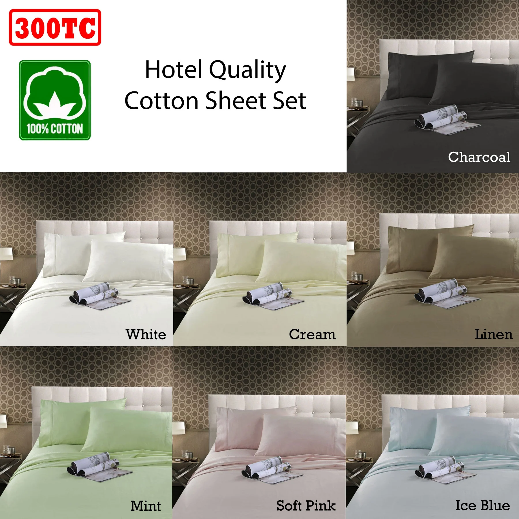 Kingtex 300TC Cotton Sheet Set Linen Single - Image 2