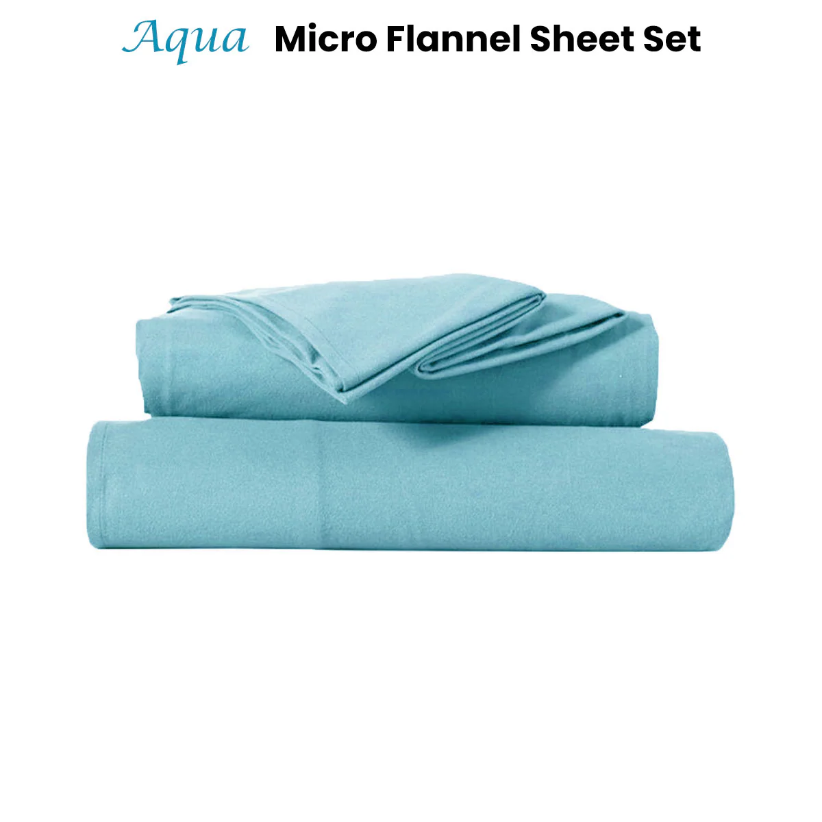 Kingtex Ultra-Soft Micro Flannel Sheet Set 40 cm Wall Aqua Single - Image 2