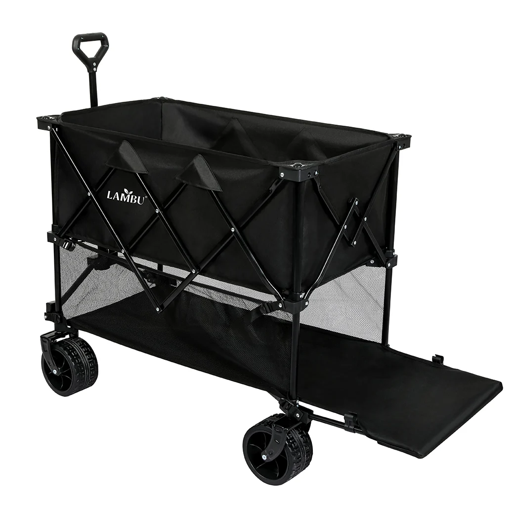 Lambu Folding Wagon Cart Double Shelves