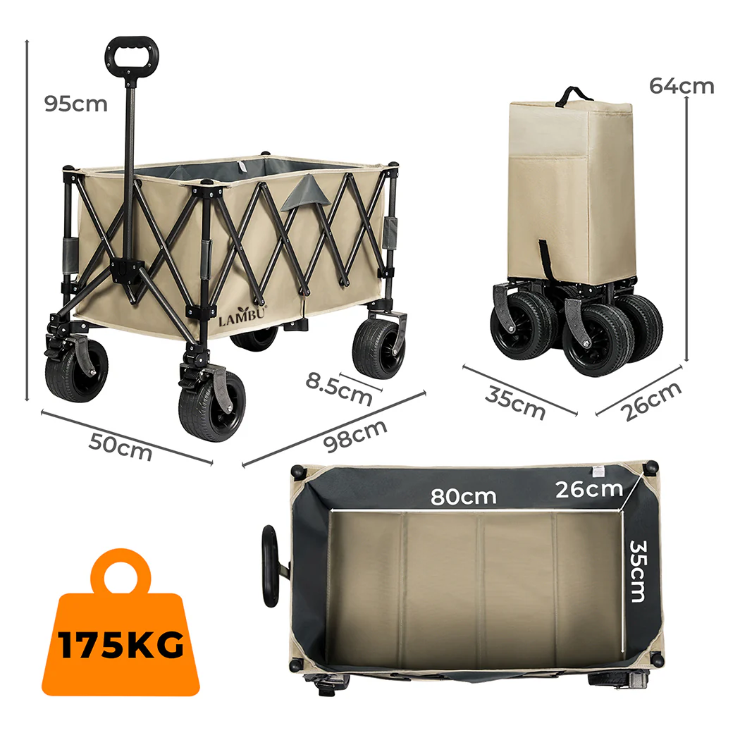 Lambu Folding Wagon Cart Khaki - Image 2