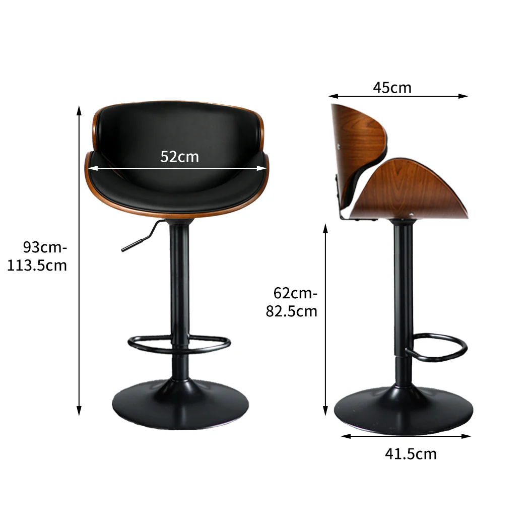 Levede 1x Bar Stools Gas Lift Kitchen Black - Image 2