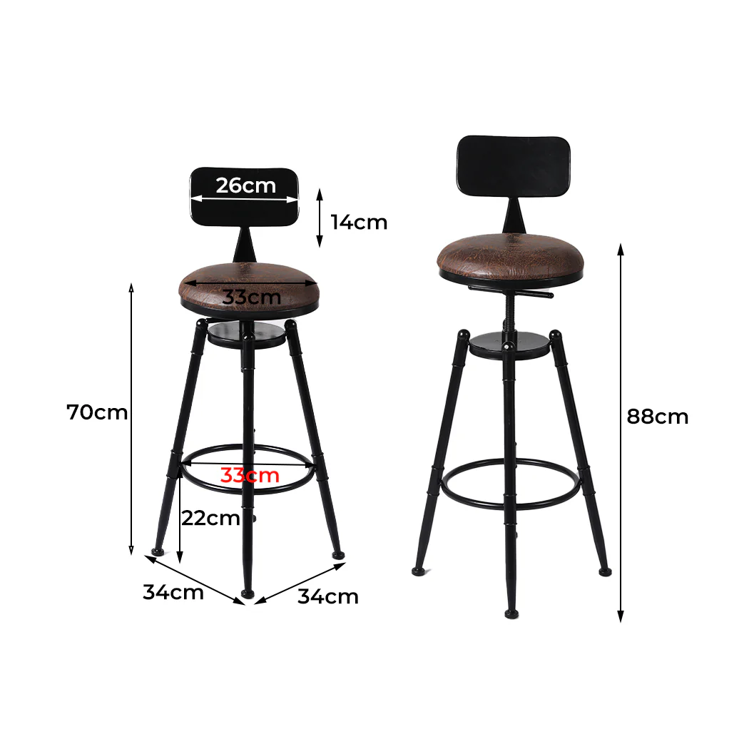Levede 1x Industrial Bar Stools Kitchen - Image 2