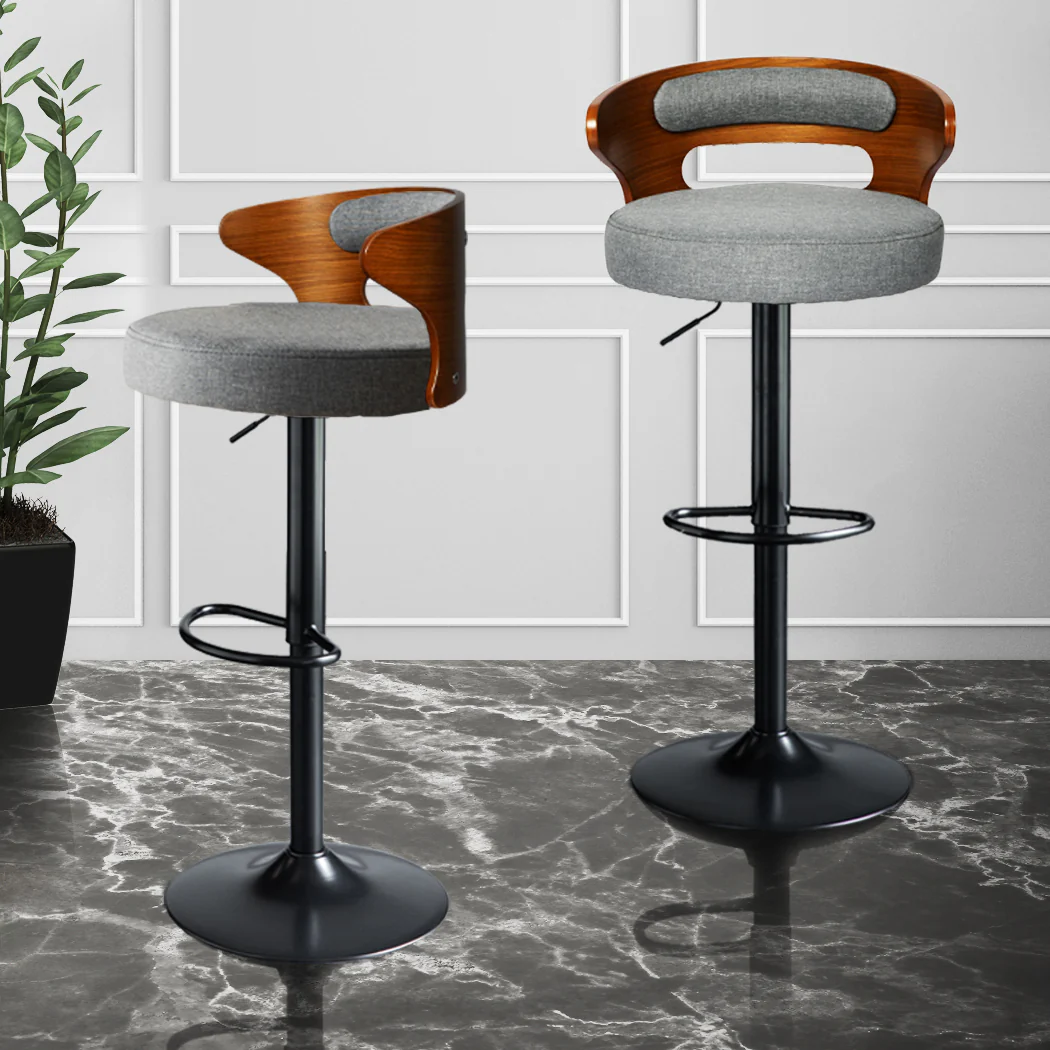 Levede 1x Kitchen Bar Stools Gas Lift Grey - Image 6