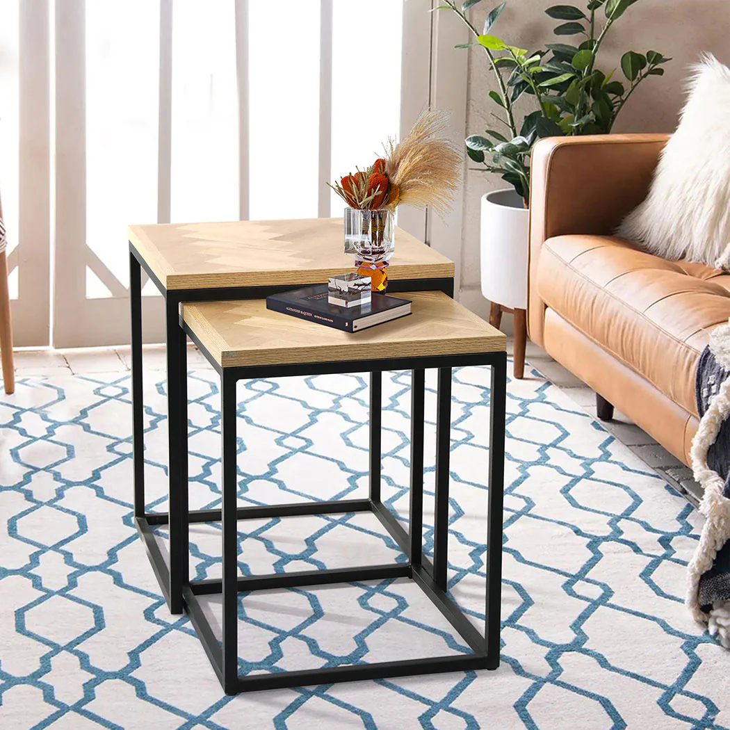 Levede 2PCS Nesting Coffee Tables - Image 6