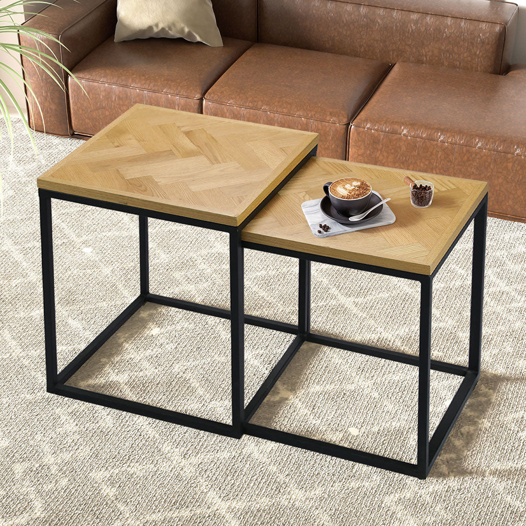 Levede 2PCS Nesting Coffee Tables - Image 7