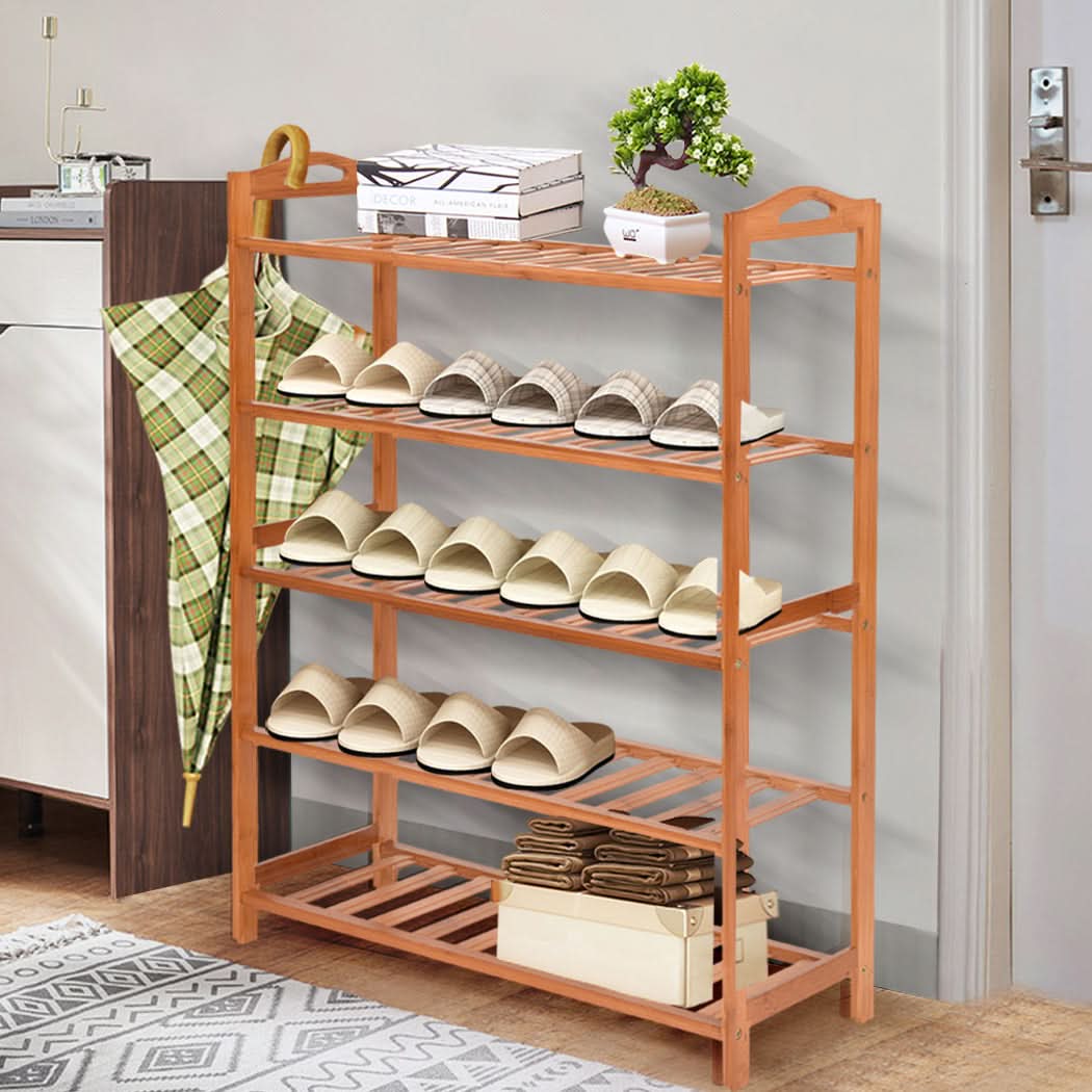 Levede 2x Bamboo Shoe Rack Shoes Organizer - Image 7