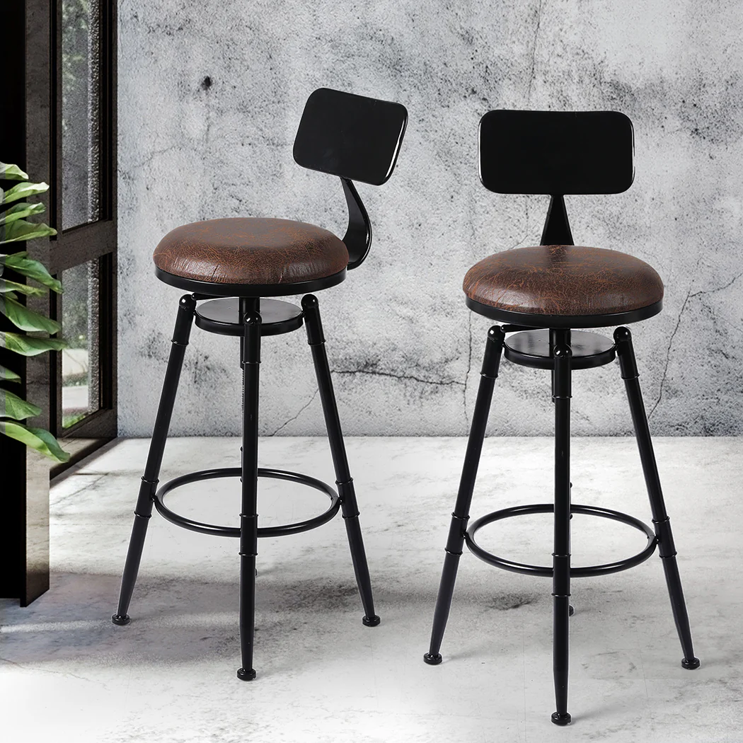 Levede 2x Bar Stool Kitchen Wooden PU - Image 6