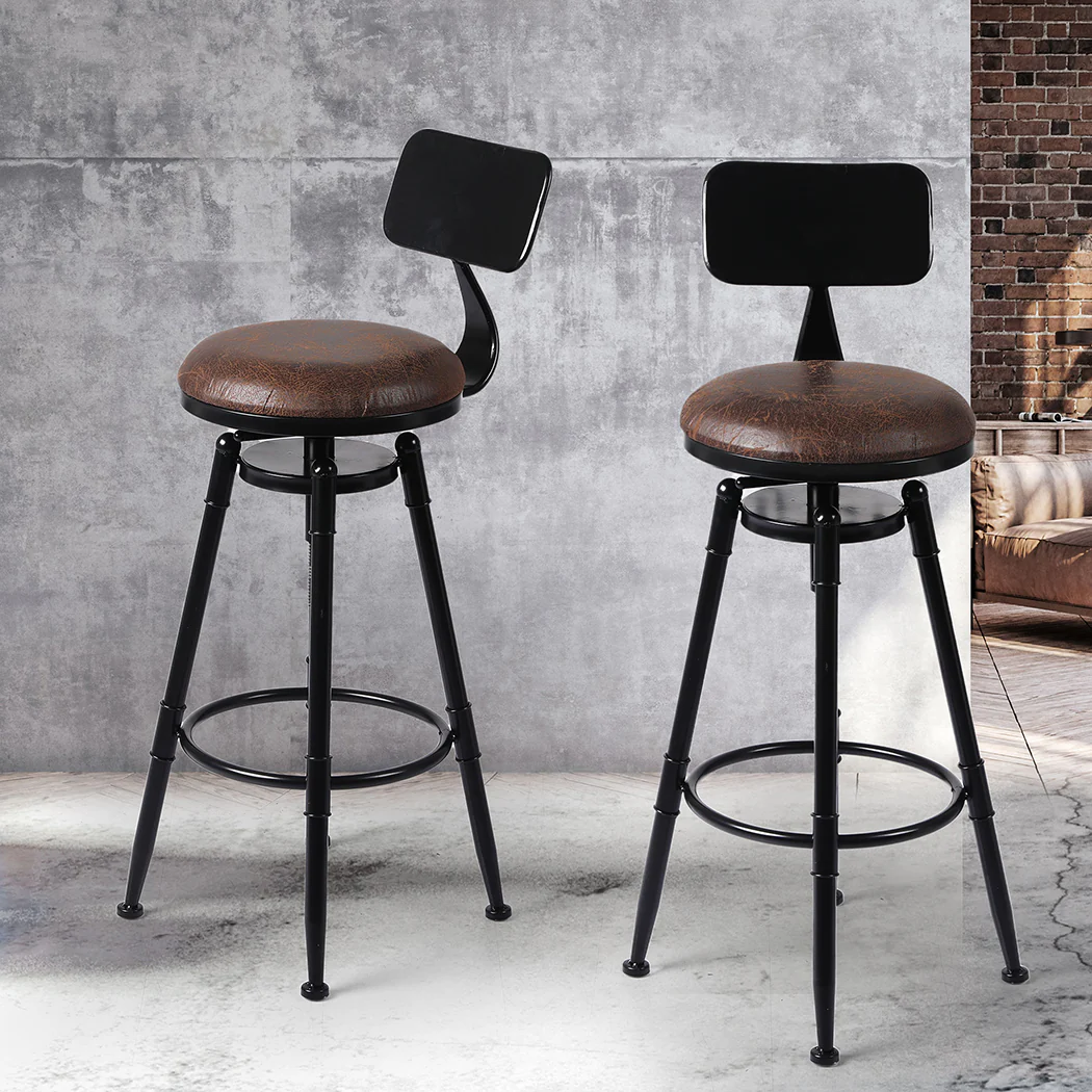 Levede 2x Bar Stool Kitchen Wooden PU - Image 7