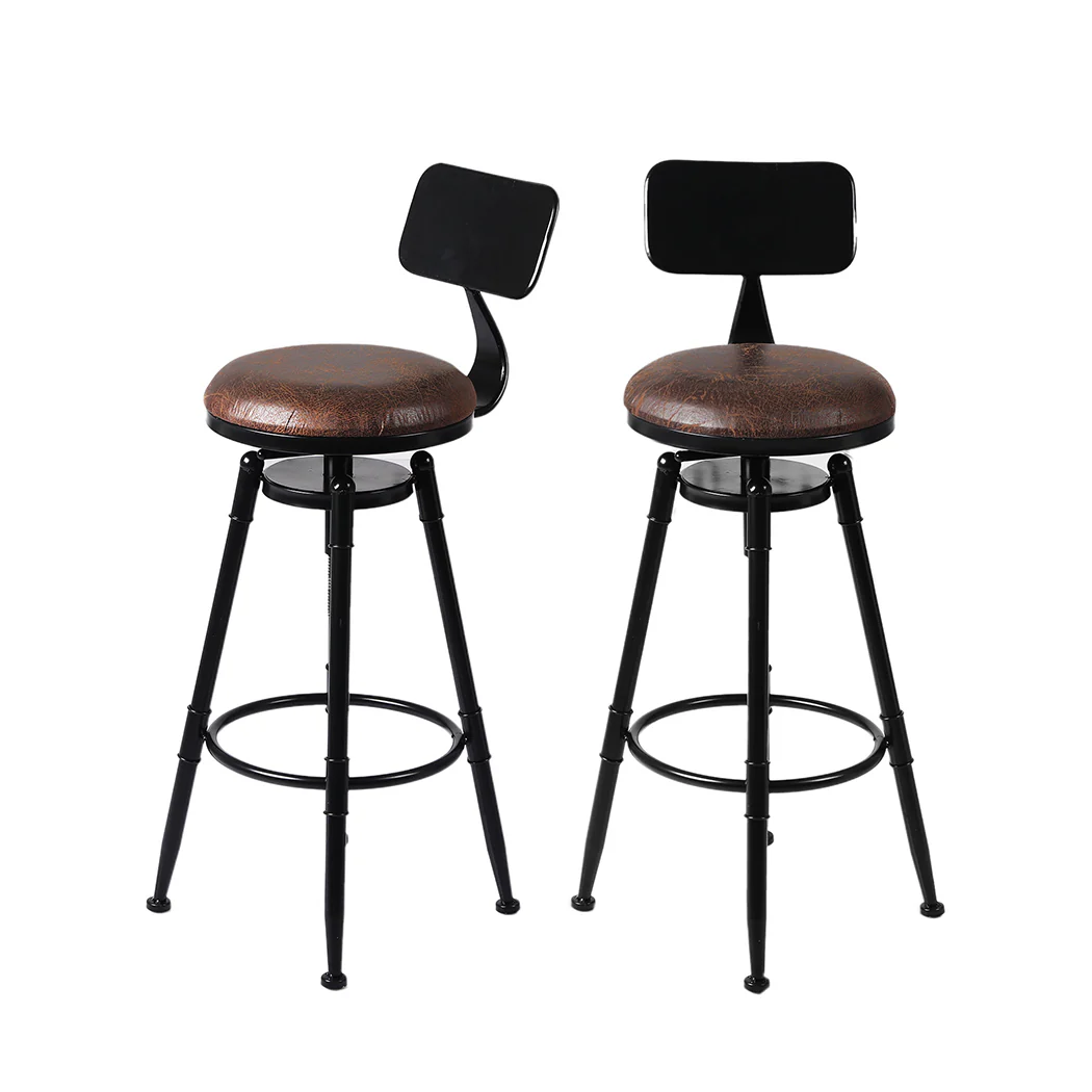 Levede 2x Bar Stool Kitchen Wooden PU - Image 8