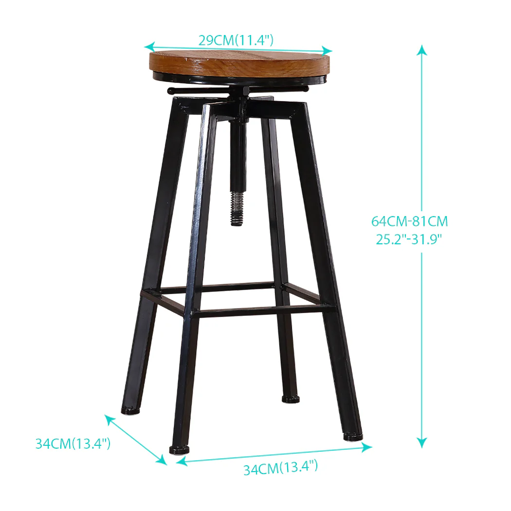 Levede 2x Bar Stools Industrial Kitchen - Image 2