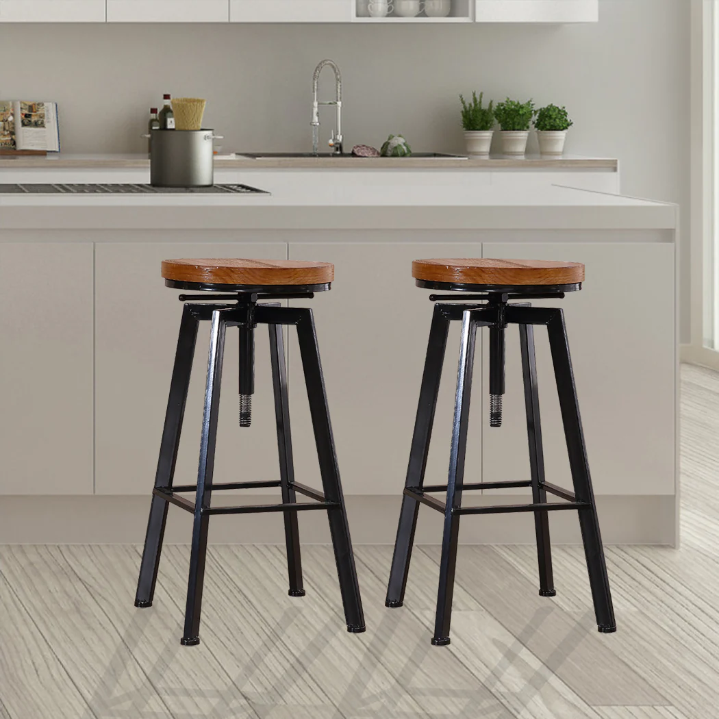 Levede 2x Bar Stools Industrial Kitchen - Image 7