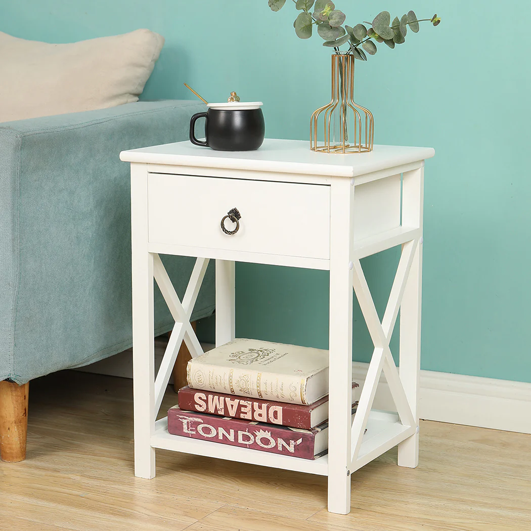 Levede 2x Bedside Tables Drawers Side - Image 6